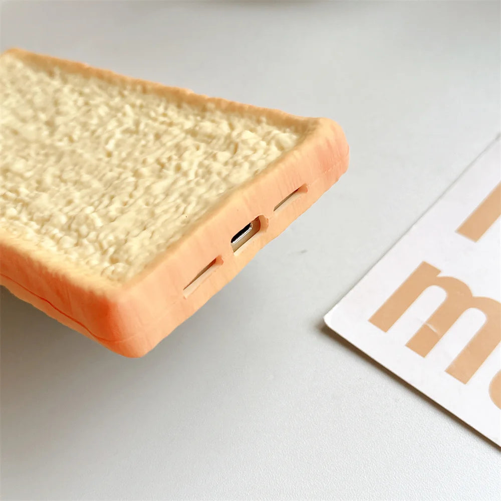 Realistic 3D Toast Silicone Phone Case For iPhone 16 15 14 13 12 11 Pro Max 6 7 8 Plus X Xs Max SE Funny Shockproof Cover - Ice Cream Cake