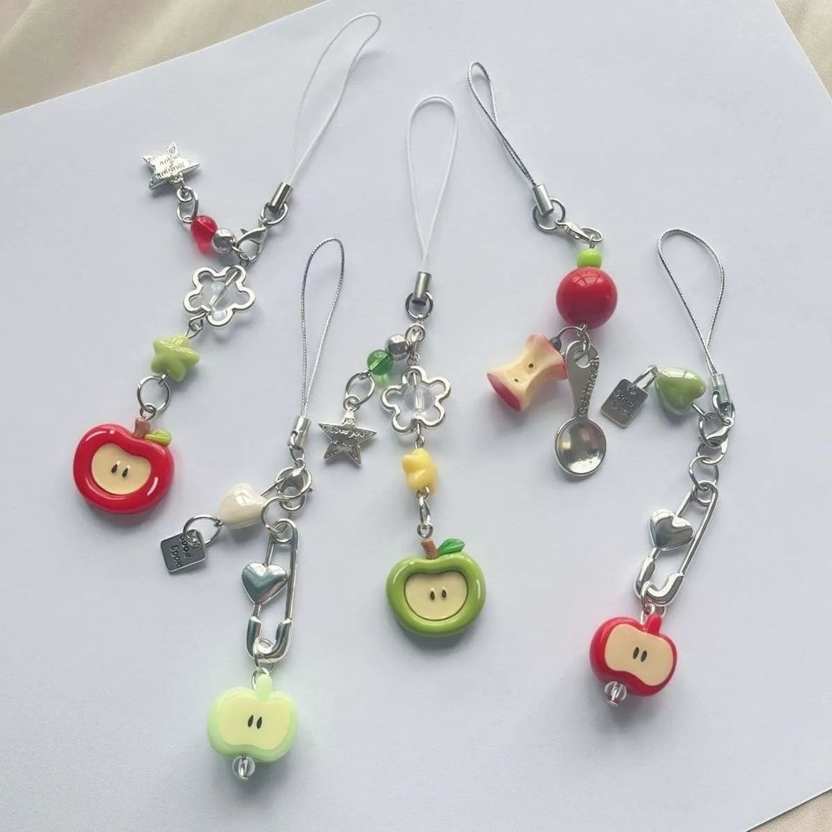 Ins fruit pendant for apple airpods iphone cartoon crystal bead charms bracelet bag chain bracelet phone lanyard anti loss rope - Ice Cream Cake