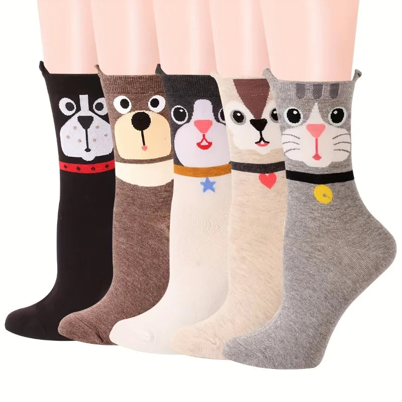 Funny Animal Crew Socks, Set of 5