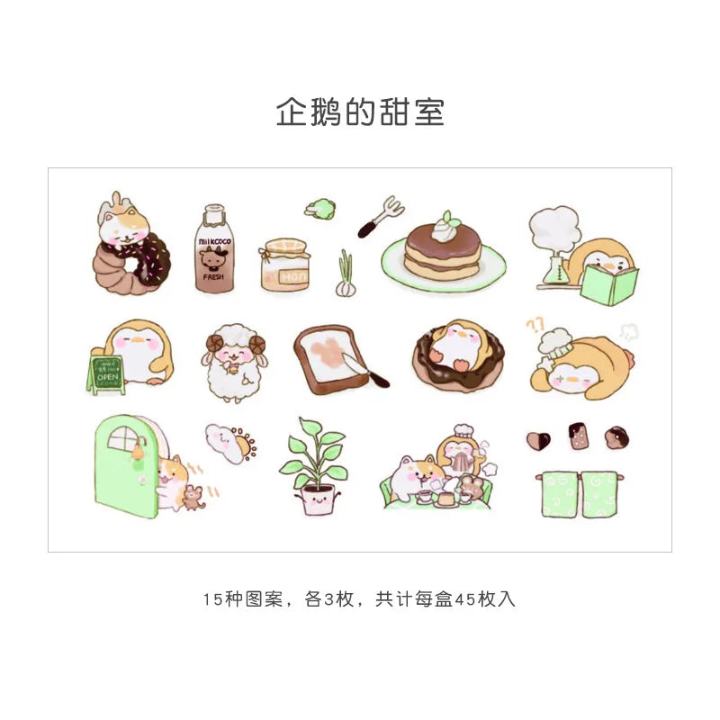 Kawaii Animal Sticker Packs (45 Stickers)