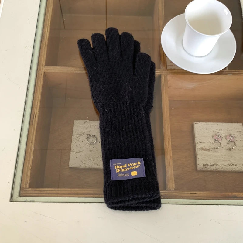 New Fashion Solid Color Touch Screen Knitted Gloves Women Winter Gloves Warm Gloves Solid Work Gloves Mittens For Women - Ice Cream Cake