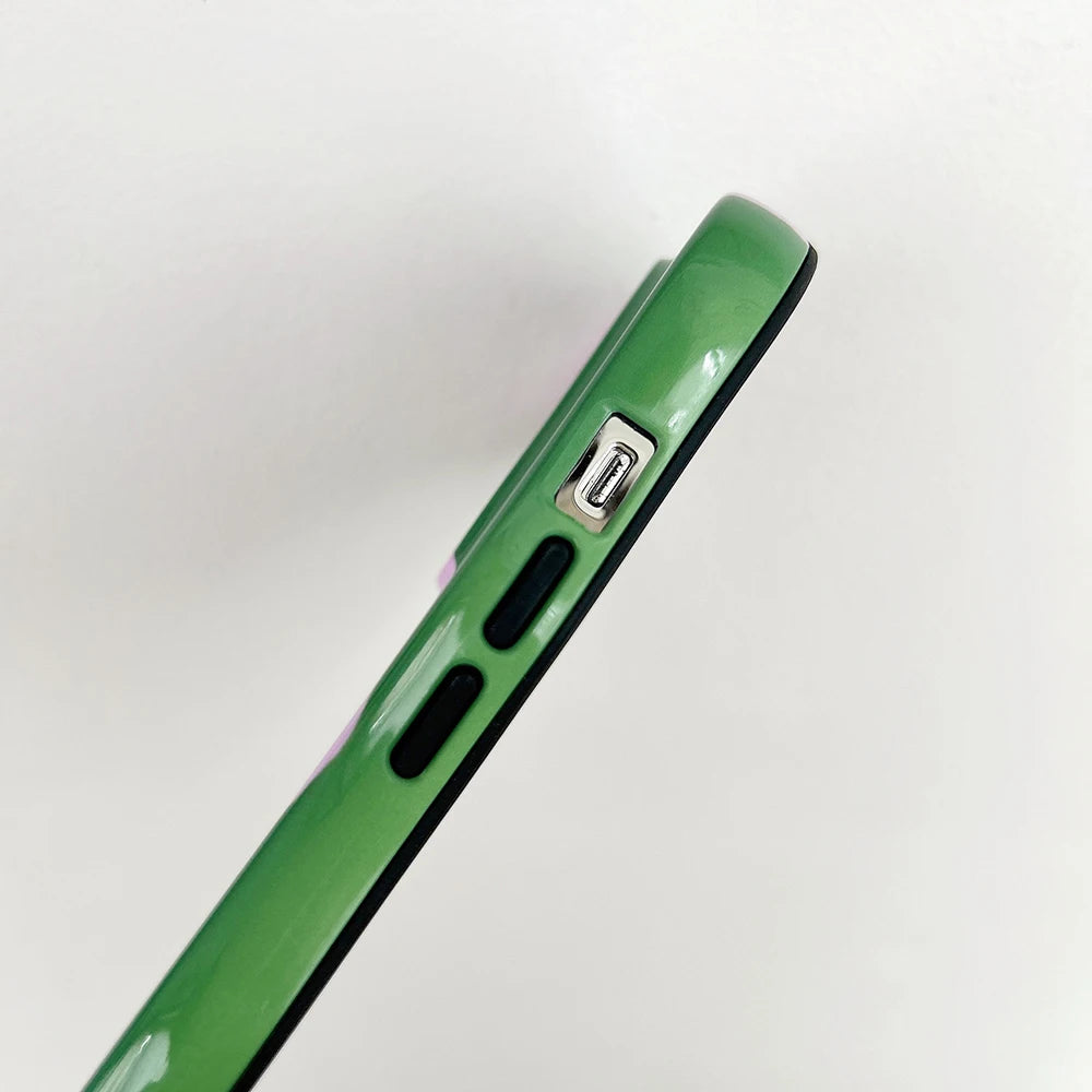 Fashion 2 in 1 Glossy Stripes Phone Case for iPhone 13 14 15 16 17 Pro Max Wave Edges Comfortable Touch Hard Slim Back Cover - Ice Cream Cake