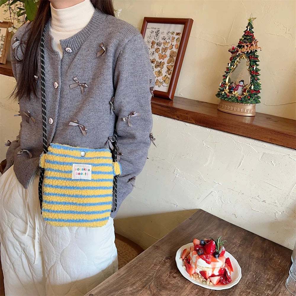 Teddy Fur Plush Pattern Shoulder Bag