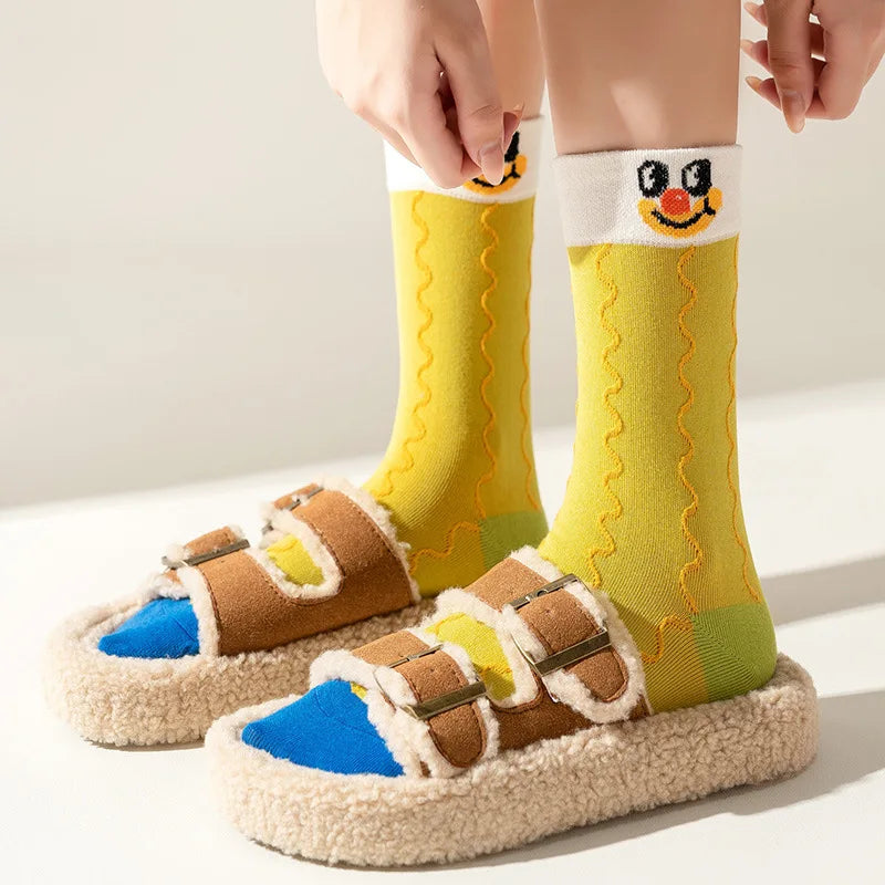 Funny Cute Cartoon Clown Casual Sports Women's Mid-tube Socks Cartoon Circus Long Cotton Socks Personality Brand Socks - Ice Cream Cake