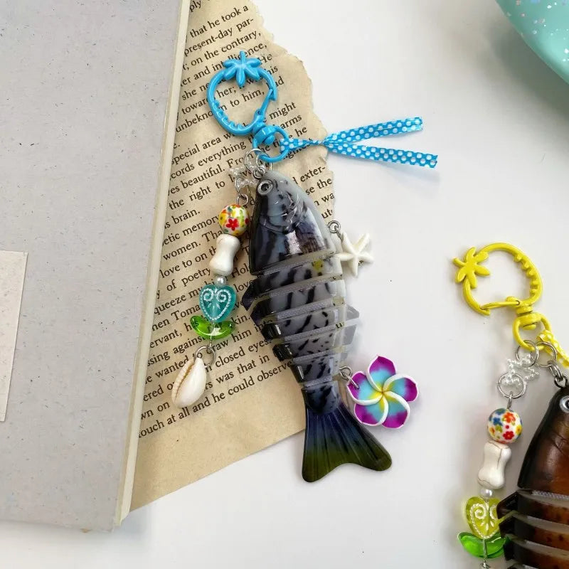 Funny Goldfish Series Resin Keychain Ocean Style Simulated Fish Keyrings For Bag Pendant Goldfish Keychains Wholesale Custom - Ice Cream Cake