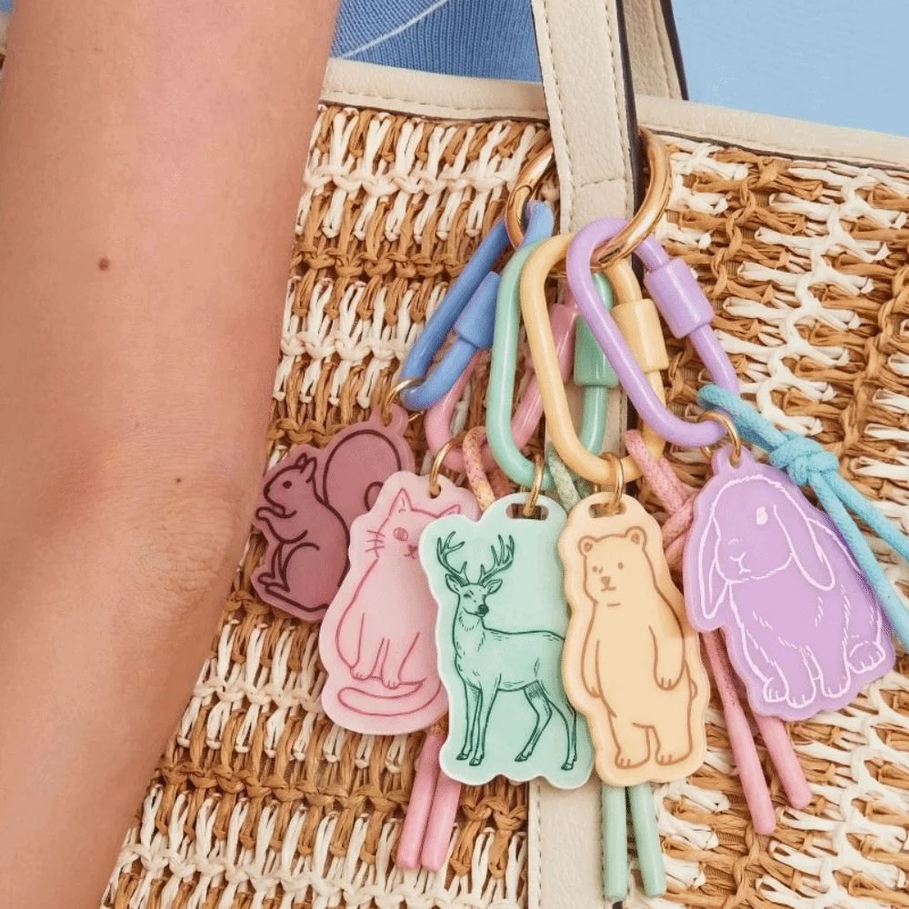 Printed Dog Rope Woven Acrylic Keychain Cat Rabbit Animals Series Pendant Cartoon Design Deer Bag Chain Charms DIY Accessories - Ice Cream Cake