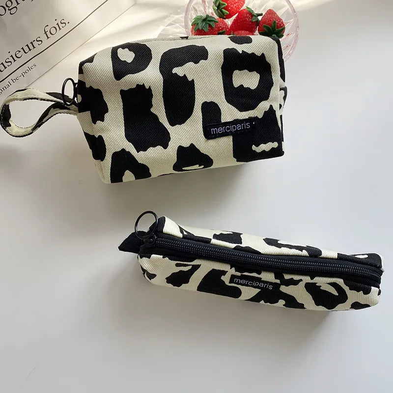 Korean Fashion Plaid Travel Makeup Kits Cosmetic Storage Bag Women Handbags Wallet Organizer Cute School Pencil Cases Pouch Bags - Ice Cream Cake