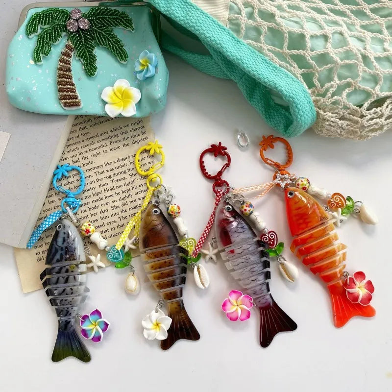 Funny Goldfish Series Resin Keychain Ocean Style Simulated Fish Keyrings For Bag Pendant Goldfish Keychains Wholesale Custom - Ice Cream Cake