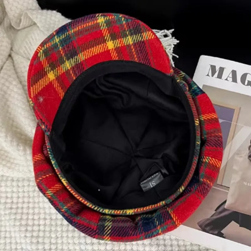 Tartan Pattern Newsboy Cap