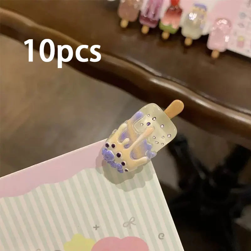 10 Cute Mini Ice Cream Hair Clips, Creative and Quirky Ice Cream Hair Clips for Bangs, Cartoon Ins-Style High-Value Hairpins - Ice Cream Cake