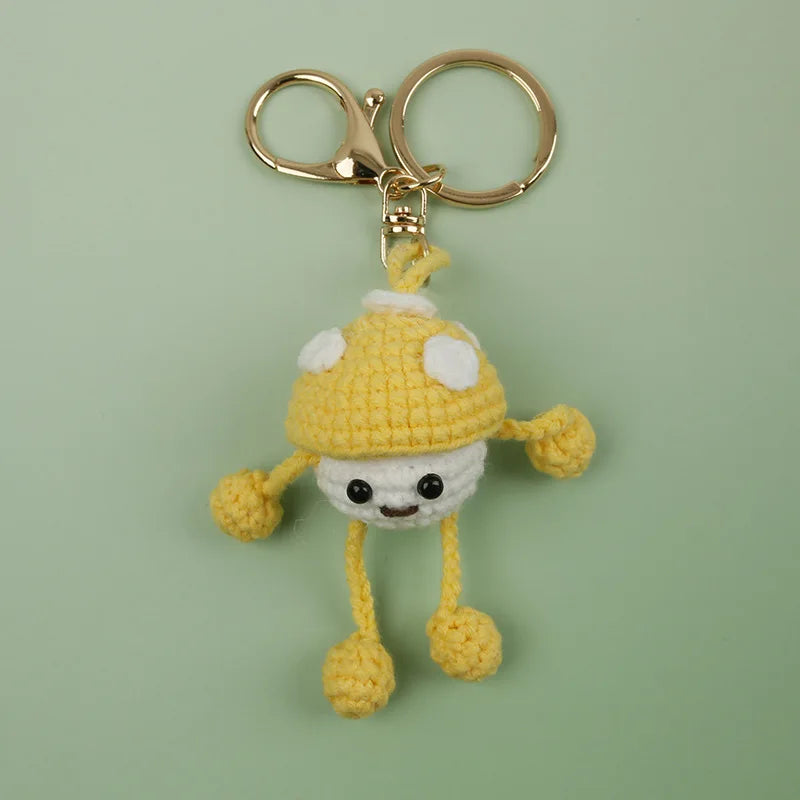 Handmade Crochet Mushroom Keychain Charm
