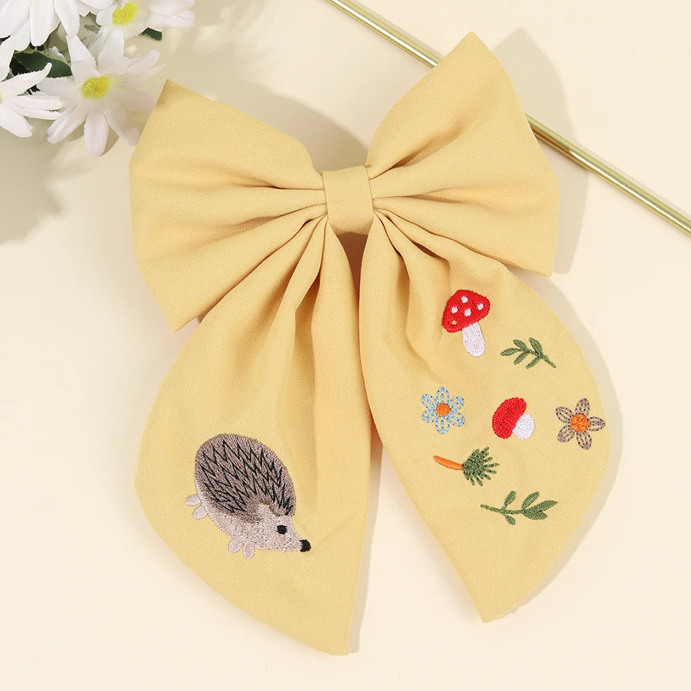 Autumn Theme Embroidered Hair Bow