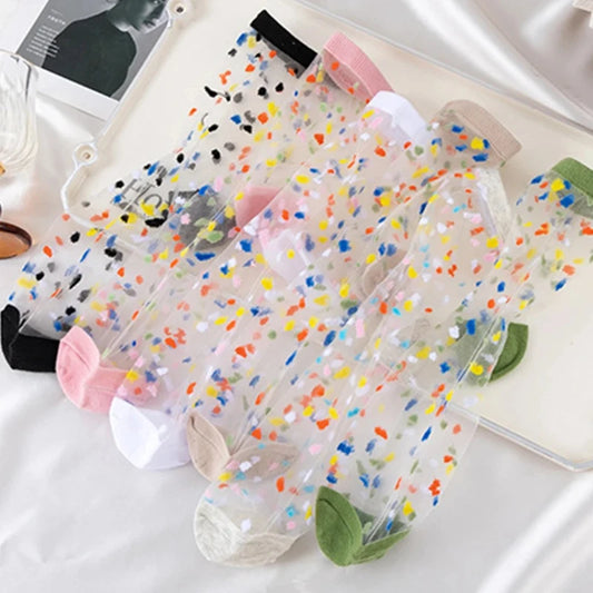 Transparent Confetti Speckle Crew Sock Set (Set of 6 Pairs)