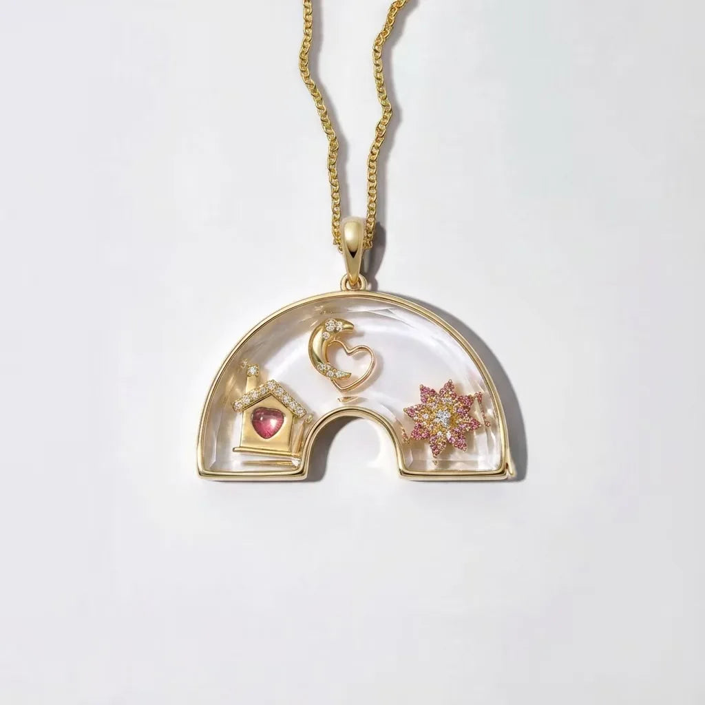 Shaker Charm Rainbow Necklace