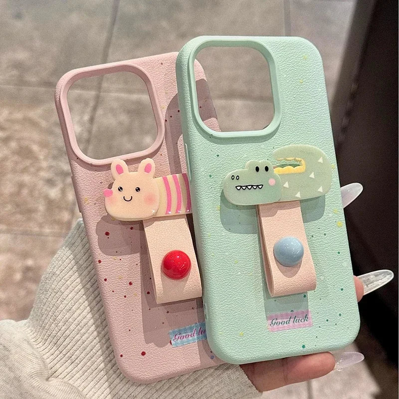 Kawaii Animal Grip Speckled iPhone Case