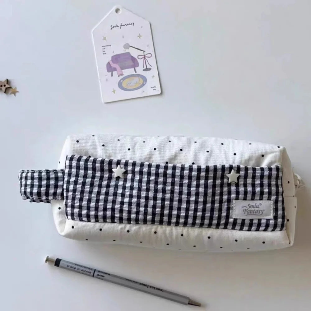 Gingham Polka Dot Pencil Case