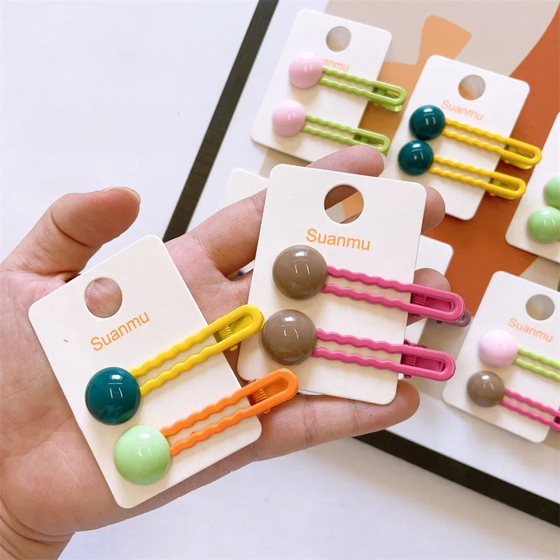 2Pcs/Set Simple Hair Clips For Girls Cute Hair Barrettes Baby Hairpins Kids Headwear Clips For Hair Bobby Pins Hair Accessories - Ice Cream Cake