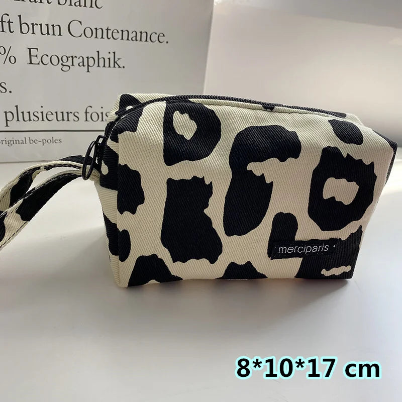 Korean Fashion Plaid Travel Makeup Kits Cosmetic Storage Bag Women Handbags Wallet Organizer Cute School Pencil Cases Pouch Bags - Ice Cream Cake