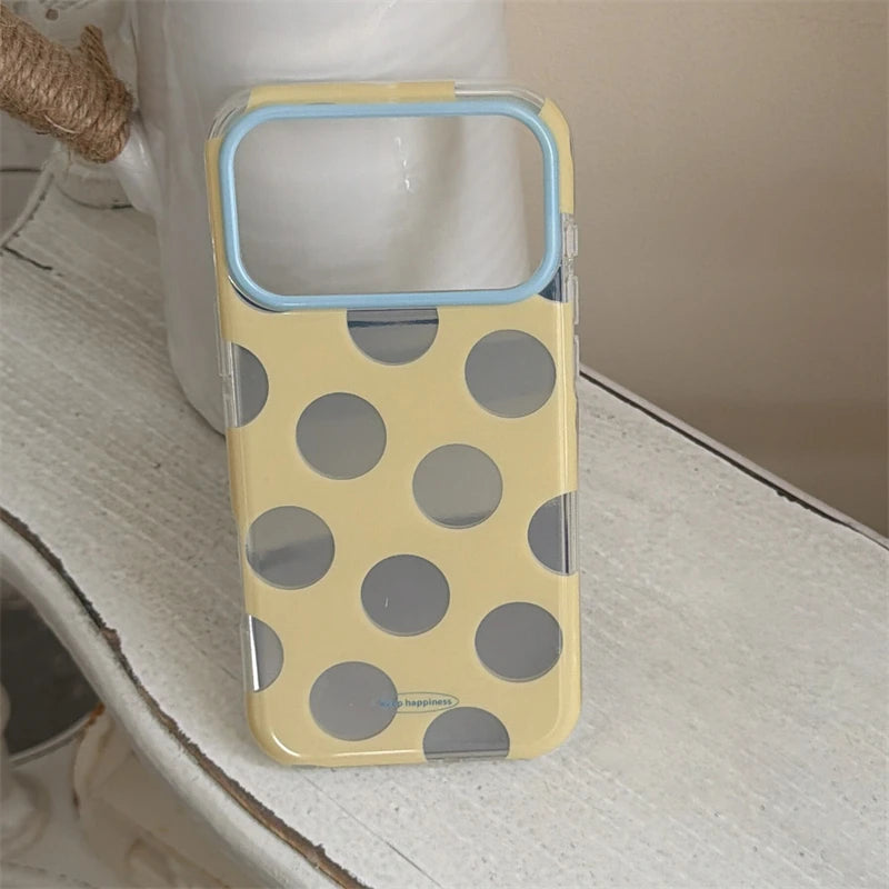 INS Silvery Polka Dot Elements Phone Case For iPhone 17 16 15 Pro Max 17Pro 16Pro 17promax Round Edge Trend Y2K Phone Back Cover - Ice Cream Cake