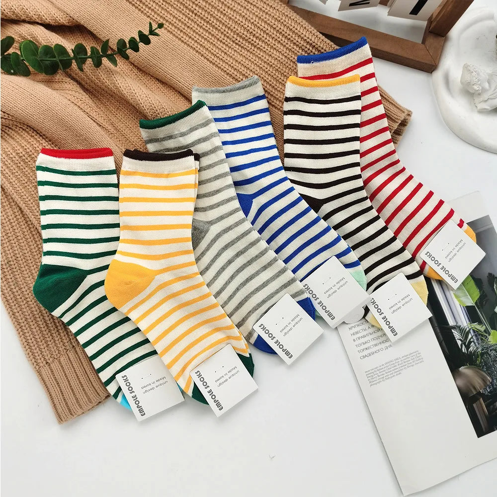 Contrast Stripe Crew Socks