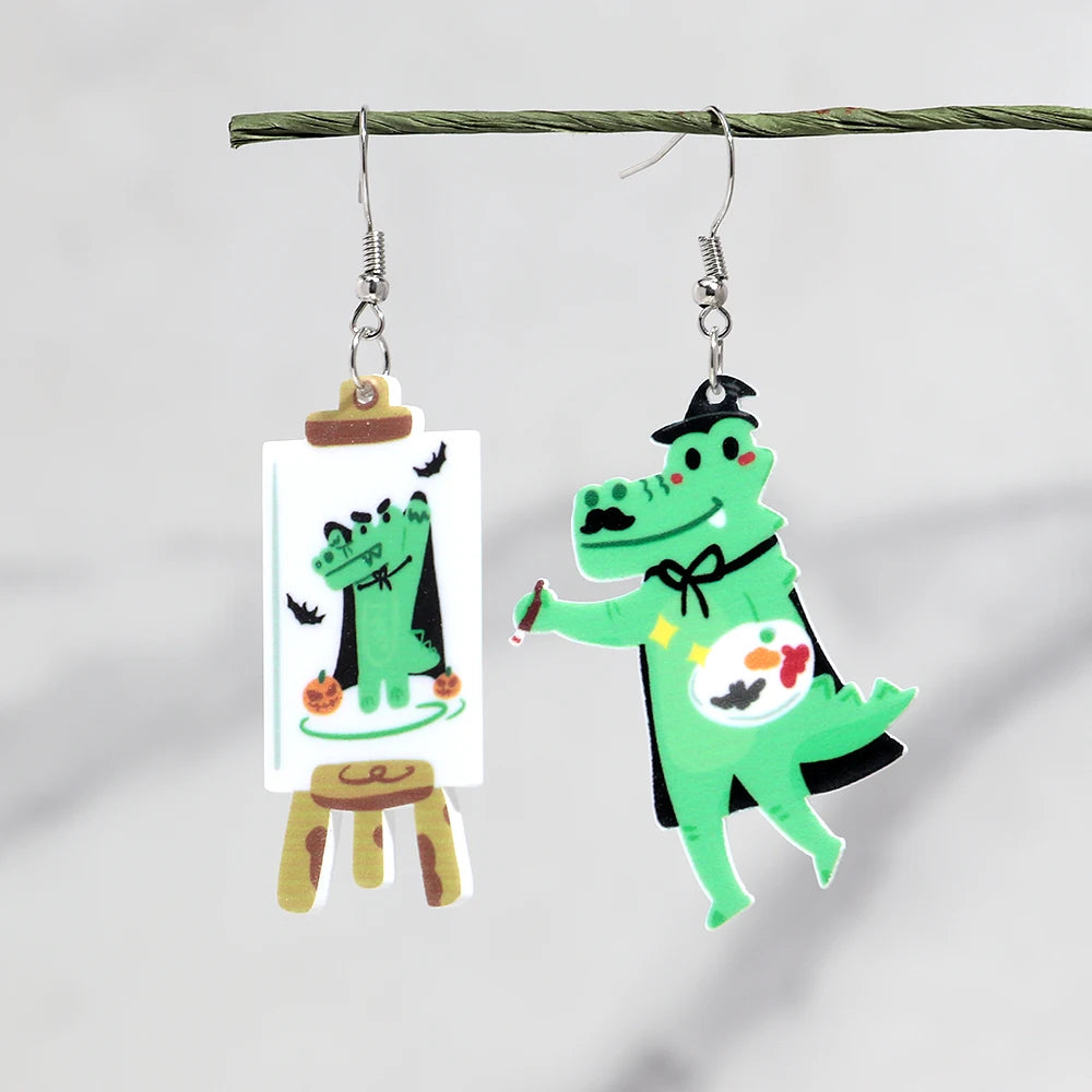 Cute Acrylic Cartoon Animals Dangle Earrings Lovely Asymmetric Elephant  Dinosaur Cat Earrings Funny Jewelry Gifts - Ice Cream Cake