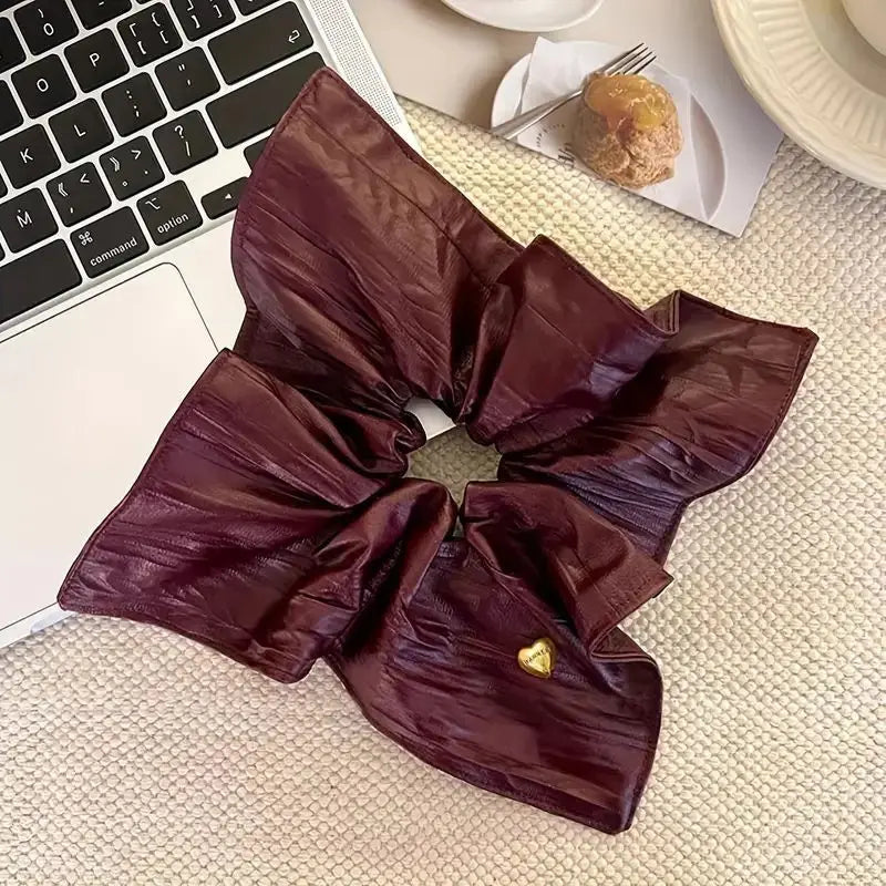 Leather Effect Heart Charm Scrunchie