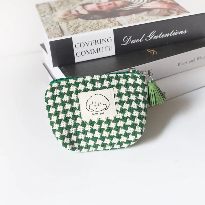 Woven Houndstooth Mini Pouch
