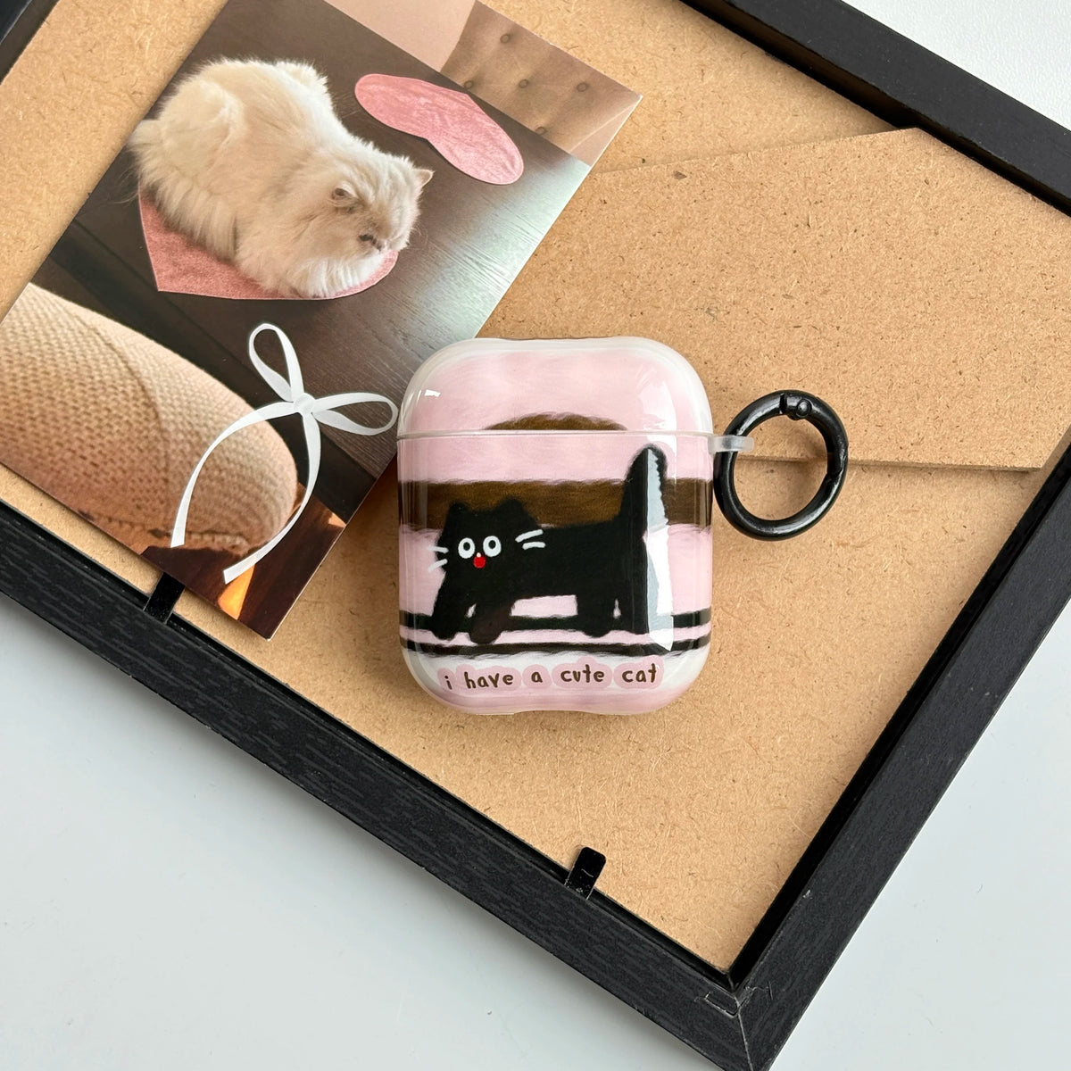 Strawberry and Chocolate Black Cat AirPods Charger Case Cover