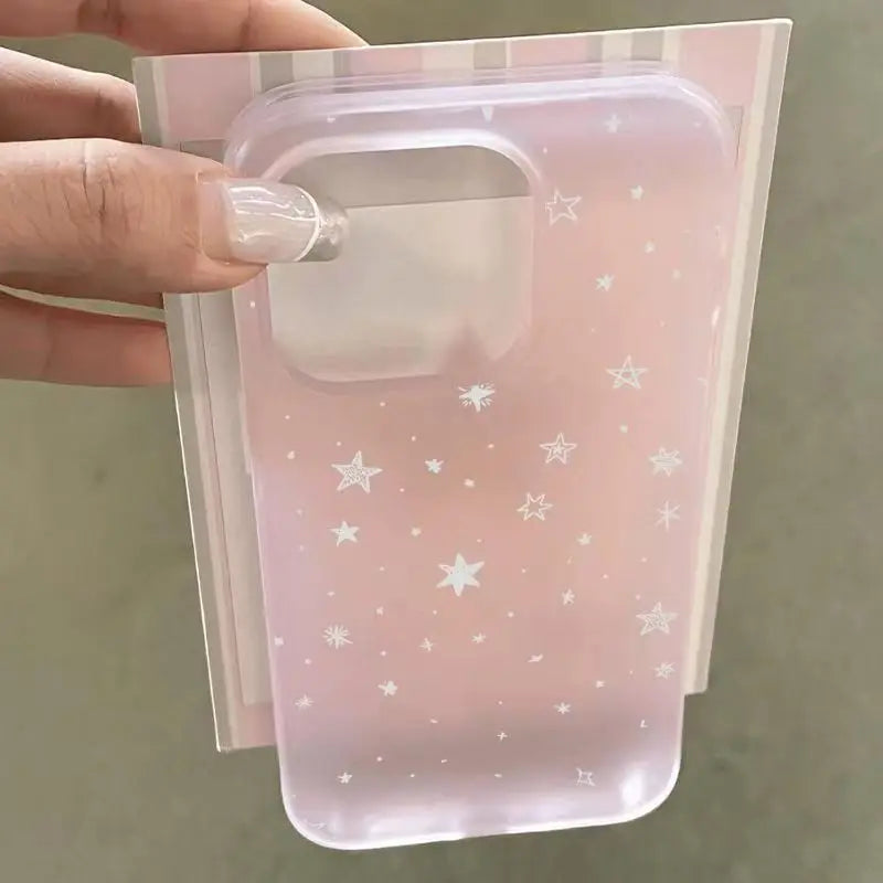 For iPhone 17 16 15 14 13 12 11 Pro Max Star Ins Matte Half-Transparent Anti-Drop Protection 1D010 - Ice Cream Cake