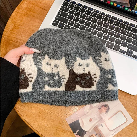 Knitted Cat Beanie (4 Colours) - Ice Cream Cake