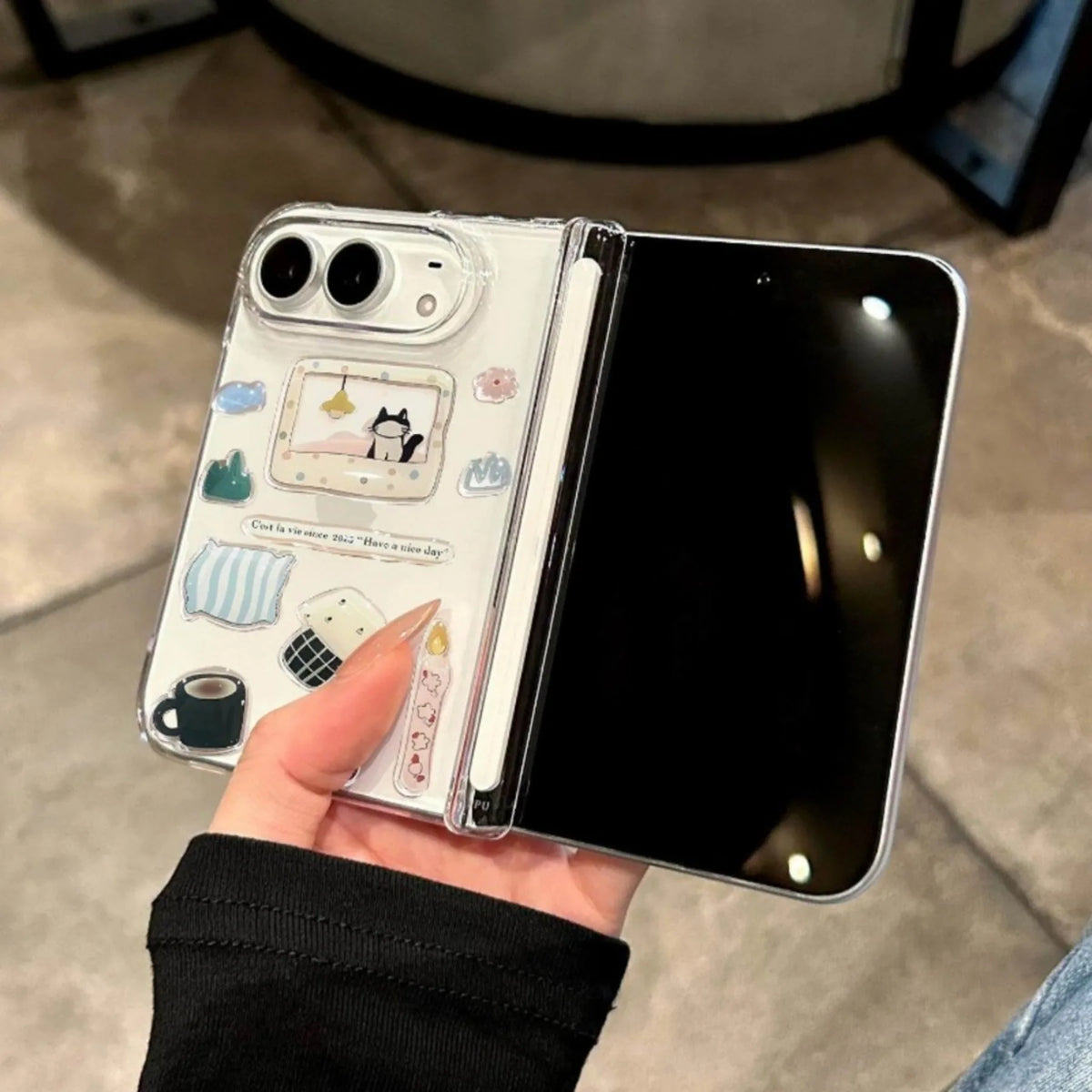 Cozy Kitty Cat Sticker Case for iPhone Duo