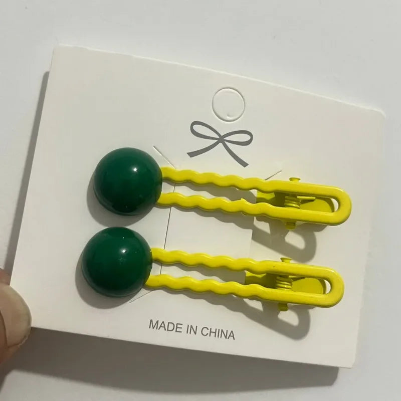 2Pcs/Set Simple Hair Clips For Girls Cute Hair Barrettes Baby Hairpins Kids Headwear Clips For Hair Bobby Pins Hair Accessories - Ice Cream Cake