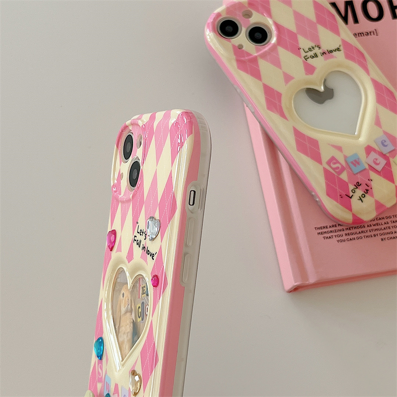 y2k Heart Frame iPhone Case with 3D stickers