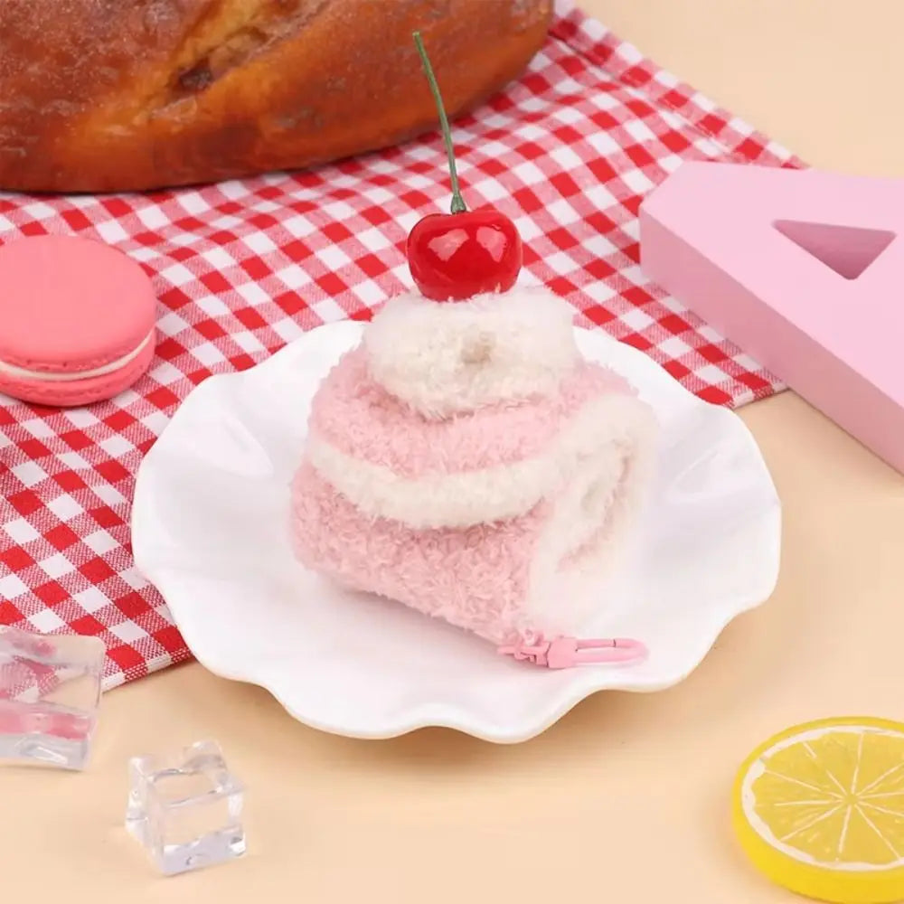 Korean Hamburger Simulation Food Keychain Stereoscopic Creative Sandwich Dessert Keyring Car Key Accessories Couple Gifts - Ice Cream Cake
