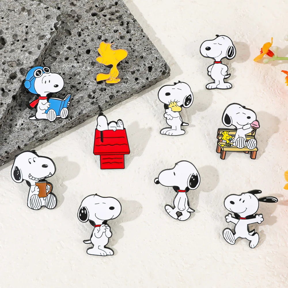 Snoopy Enamel Pin Set (Set of 10 Pins)