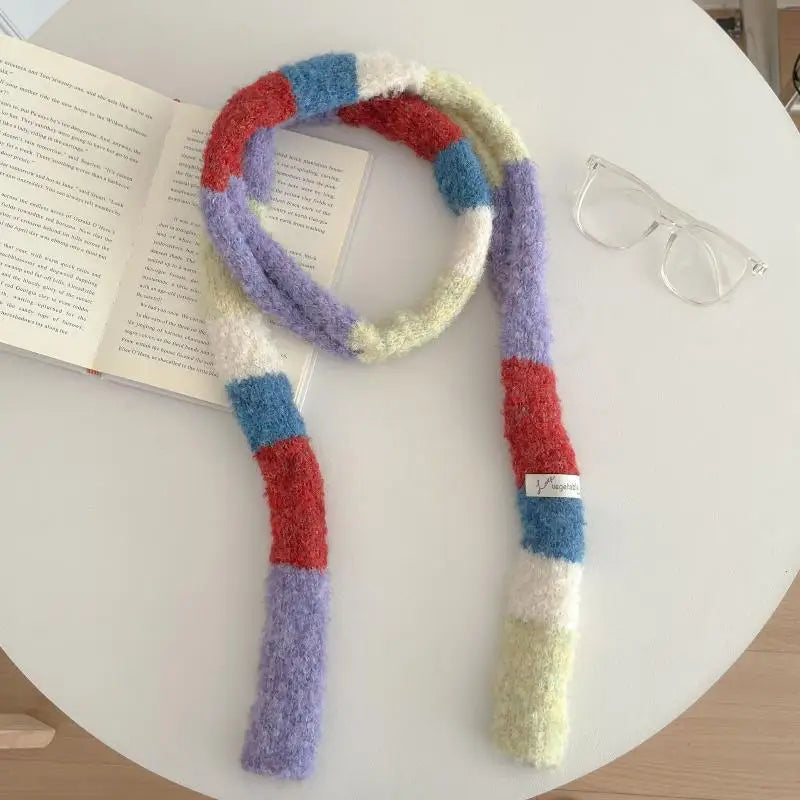 Multicolour Stripey Knit Skinny Scarf