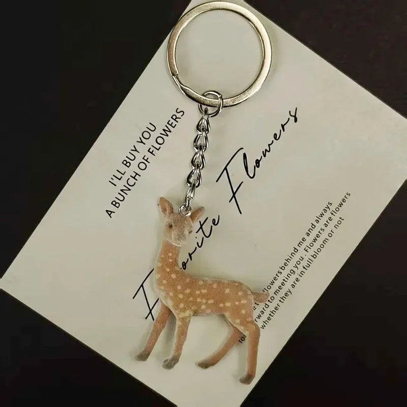 Flocked Deer Coquette Clip-On Charm Keychain