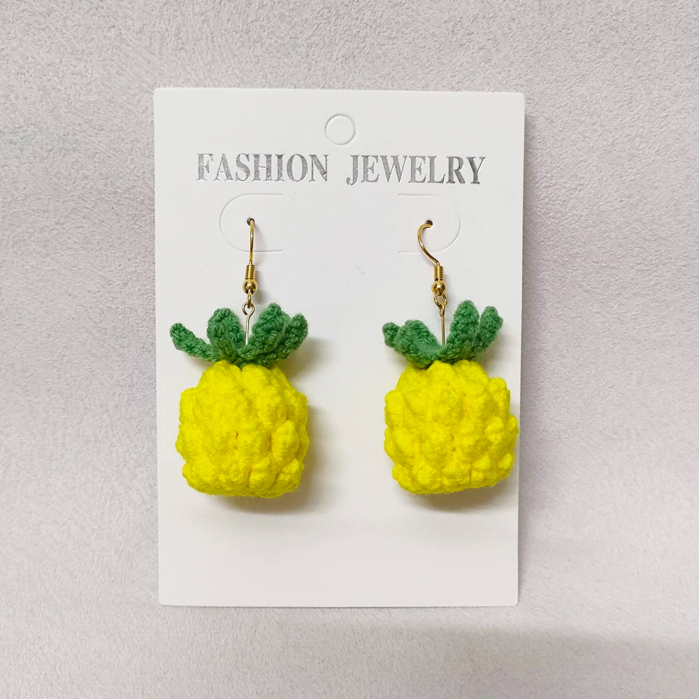Crochet Fruit Earrings (8 Designs) - Ice Cream Cake
