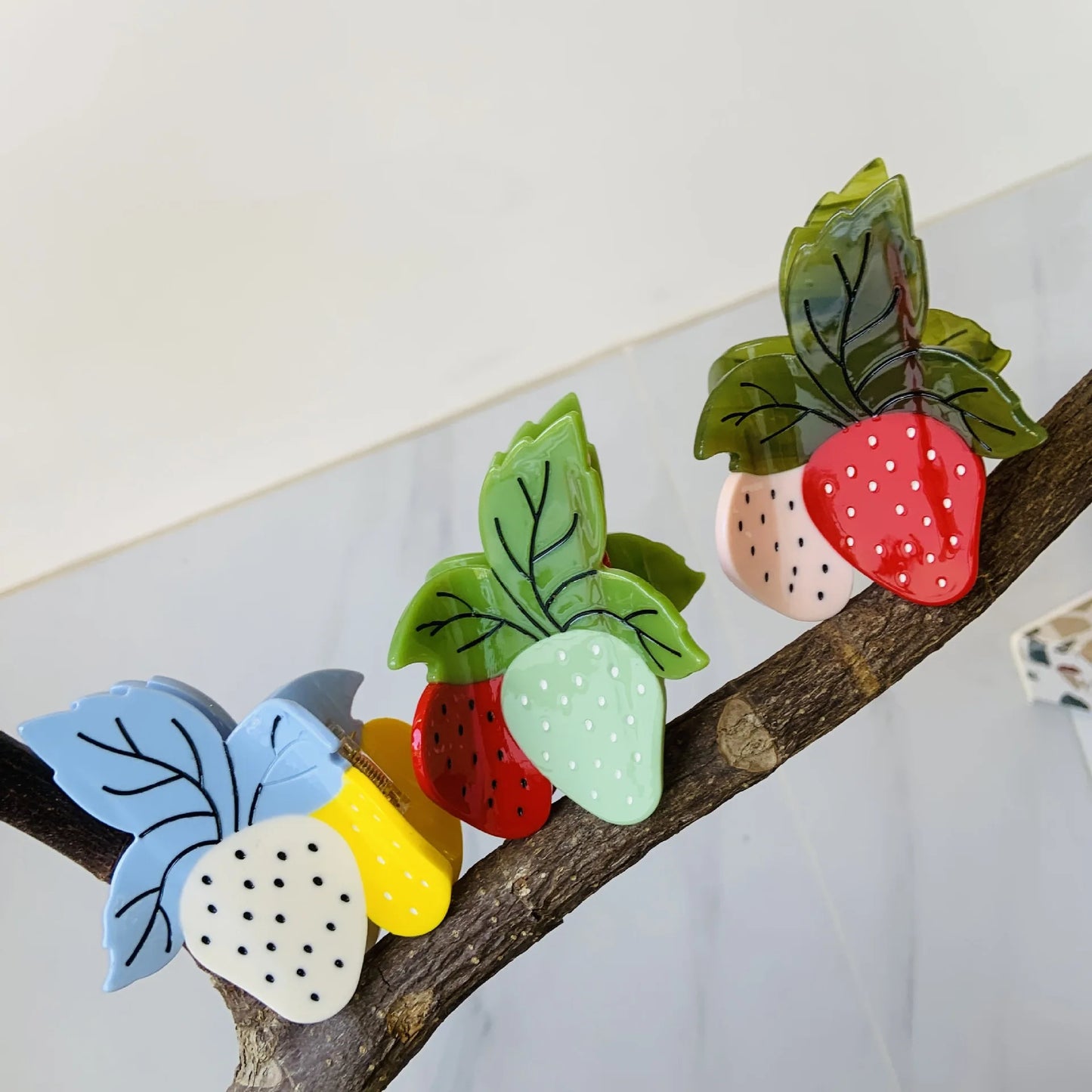 Glossy Acrylic Strawberry Hair Claw Clip