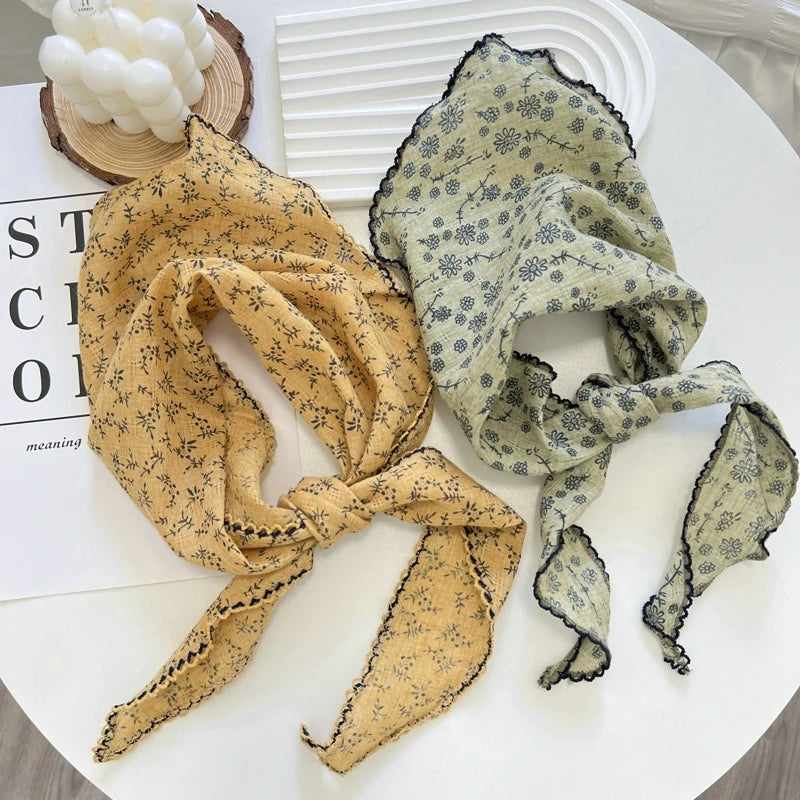 Floral Print Cottagecore Scarf - Ice Cream Cake
