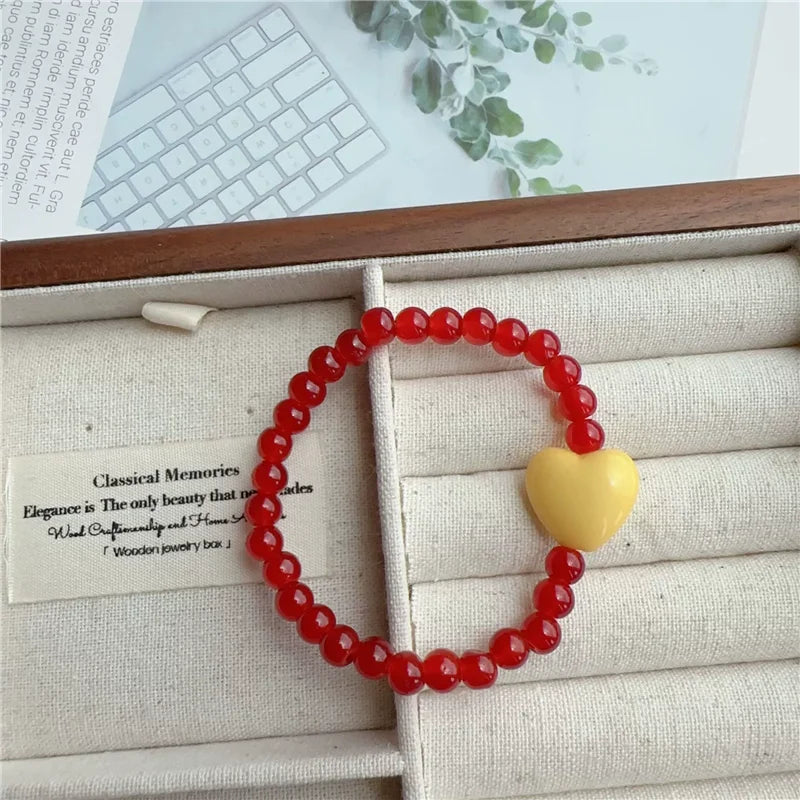 Pop Colour Beaded Heart Charm Bracelet