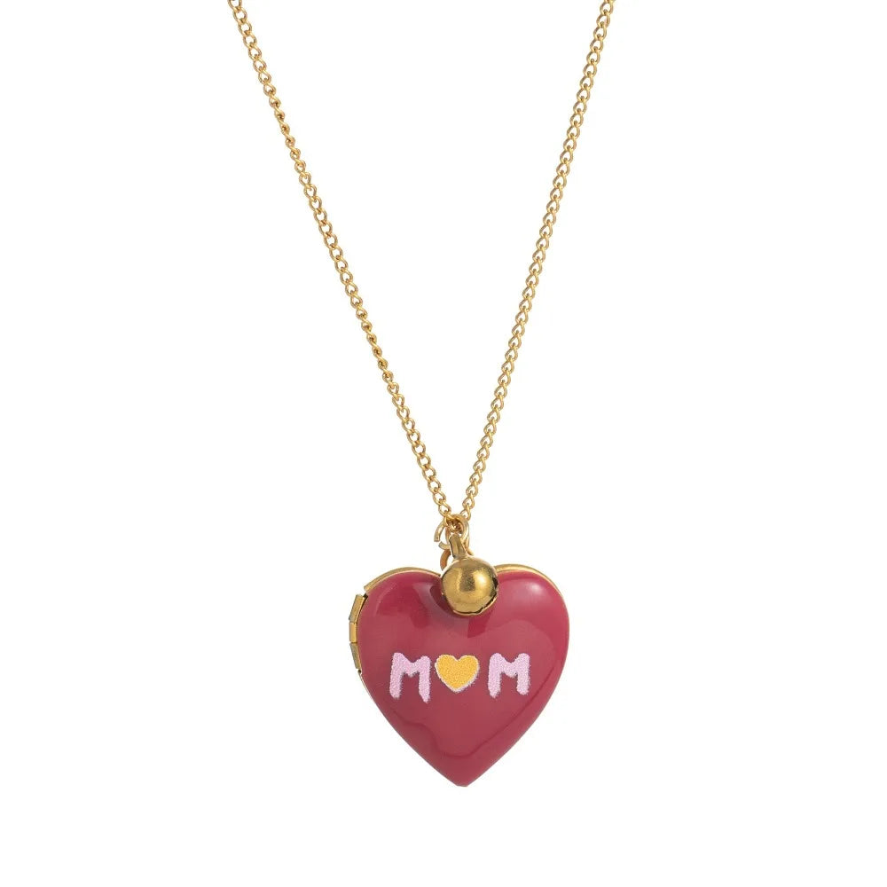 Zircon Photo Album Necklace Gold-plated Adjustable Heart-shaped Necklace Opening And Closing Pendant Necklaces Jewelry Gifts - Ice Cream Cake