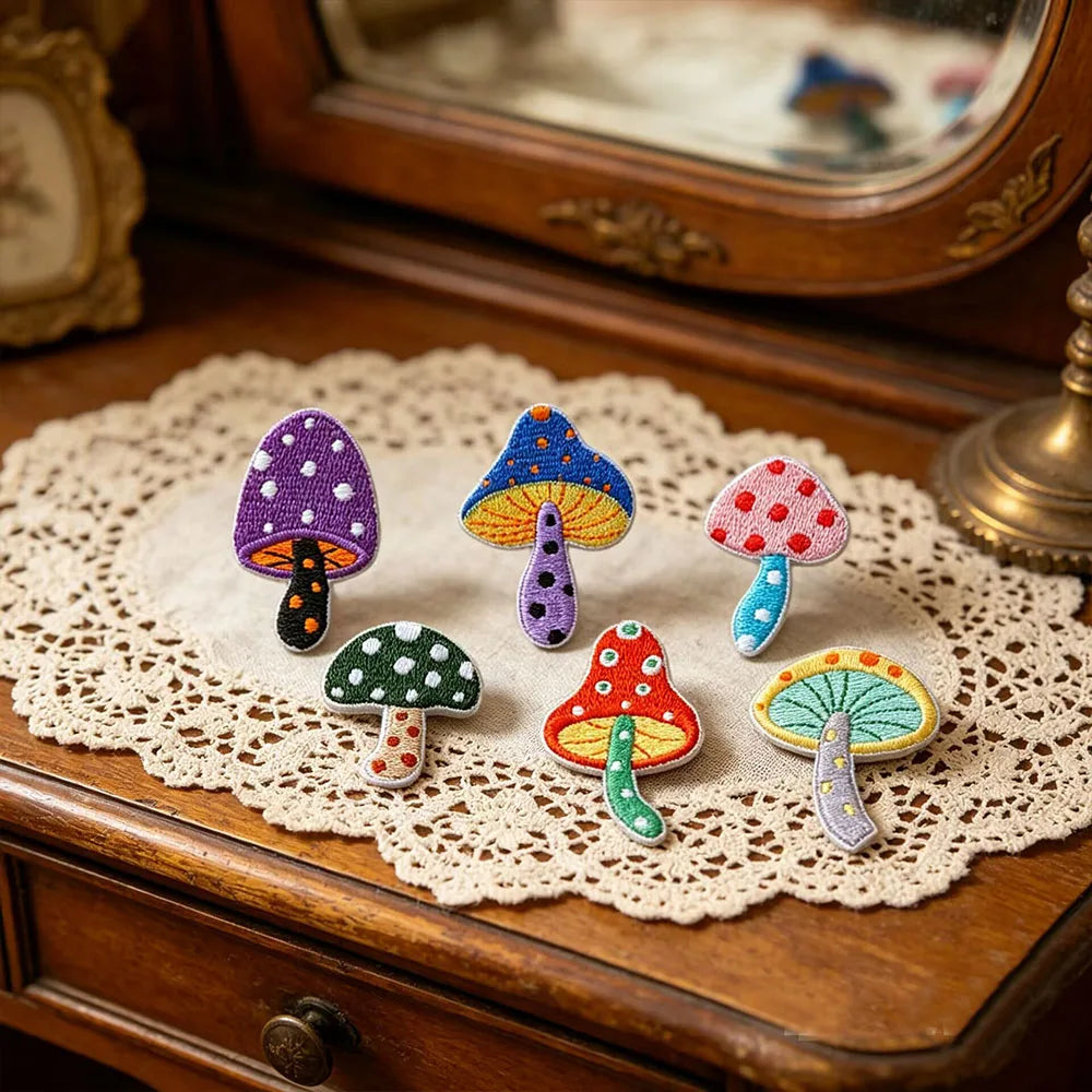 Embroidered Colourful Mushroom Patch