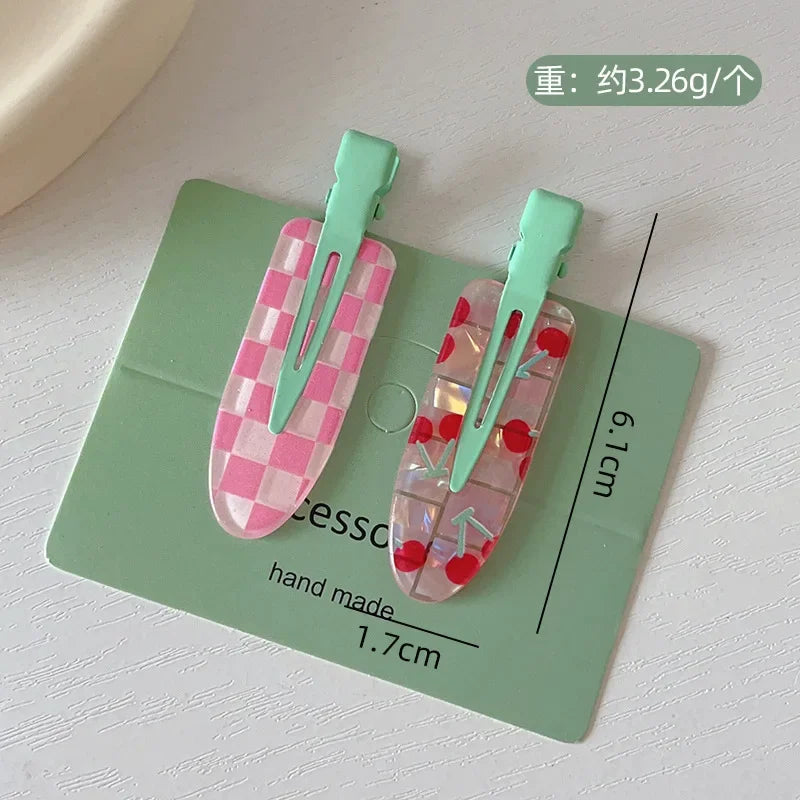 2/4pcs Candy Fruit Colors Hair Clips for Girl Summer Hairpins No Crease Acrylic Barrettes Hair Side Clamp Women Hair Accessories - Ice Cream Cake