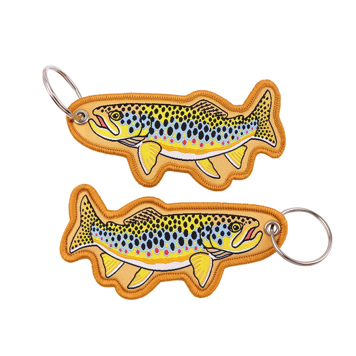 Fish Shape Embroidered Key Tag Lucky Fish Keychain Outdoor Fishing Backpack Car Key Ring Pendant Fisherman Gift Accessory - Ice Cream Cake
