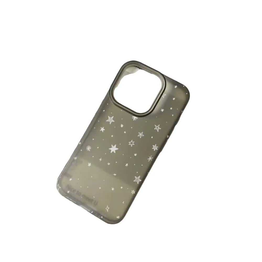 For iPhone 17 16 15 14 13 12 11 Pro Max Star Ins Matte Half-Transparent Anti-Drop Protection 1D010 - Ice Cream Cake