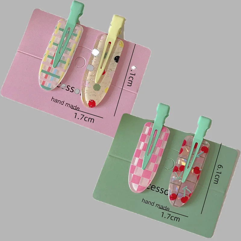 2/4pcs Candy Fruit Colors Hair Clips for Girl Summer Hairpins No Crease Acrylic Barrettes Hair Side Clamp Women Hair Accessories - Ice Cream Cake