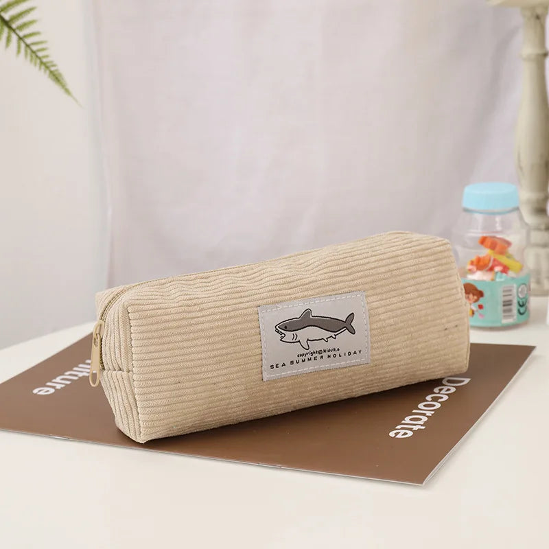 Cartoon Shark Large Capacity Pencil Case Stationery Storage Bag Office Supplies Cosmetic Brush Organizer Student Pen Pouch - Ice Cream Cake