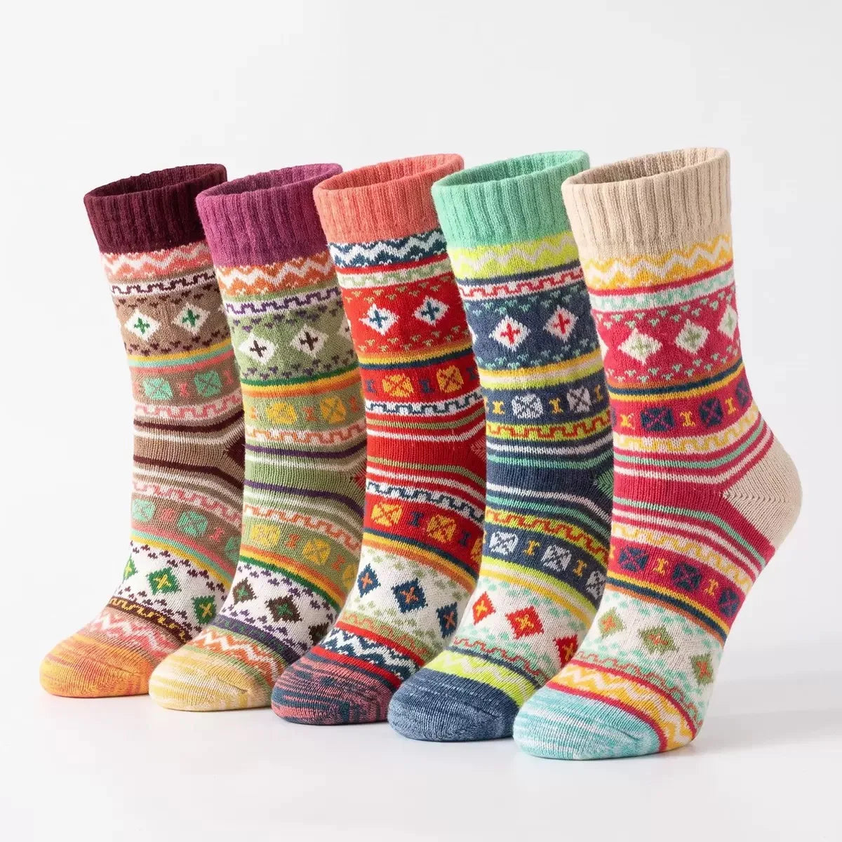 Fair Isle Crew Sock Set (Set of 5 Pairs)