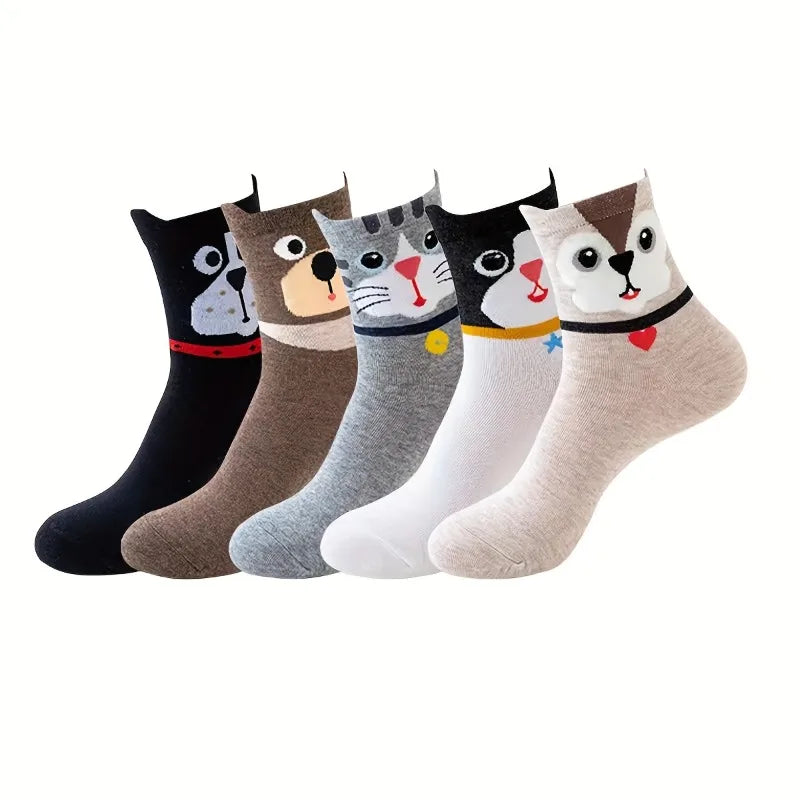 Funny Animal Crew Socks, Set of 5